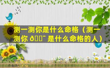 测一测你是什么命格（测一测你 🐯 是什么命格的人）